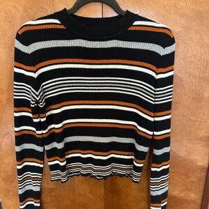 BP Striped Long Sleeve Top in Black, Orange, and Gray